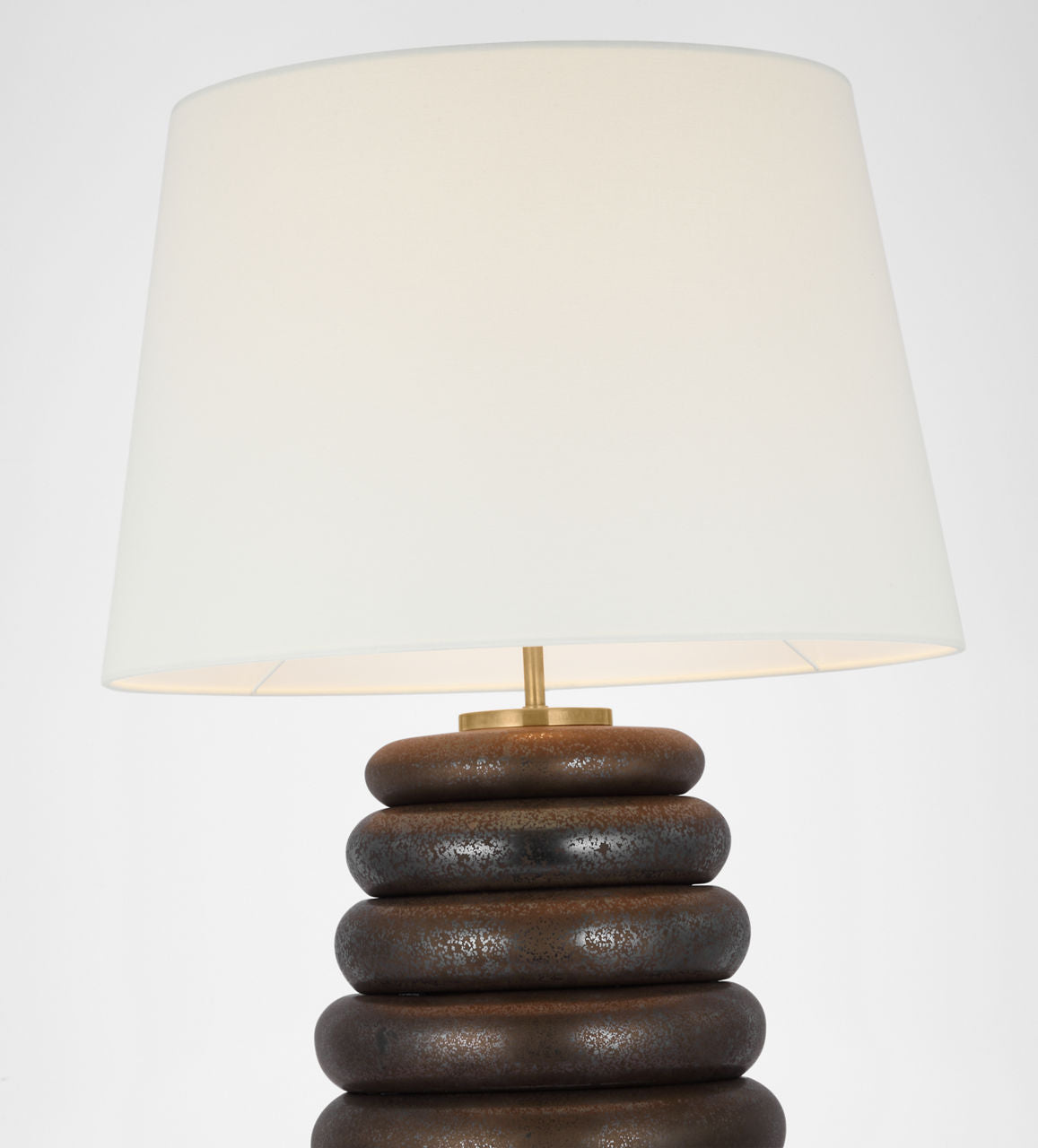 Phoebe Extra Large Stacked Table Lamp | Crystal Bronze | Linen Shade