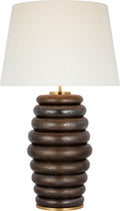 Phoebe Extra Large Stacked Table Lamp | Crystal Bronze | Linen Shade