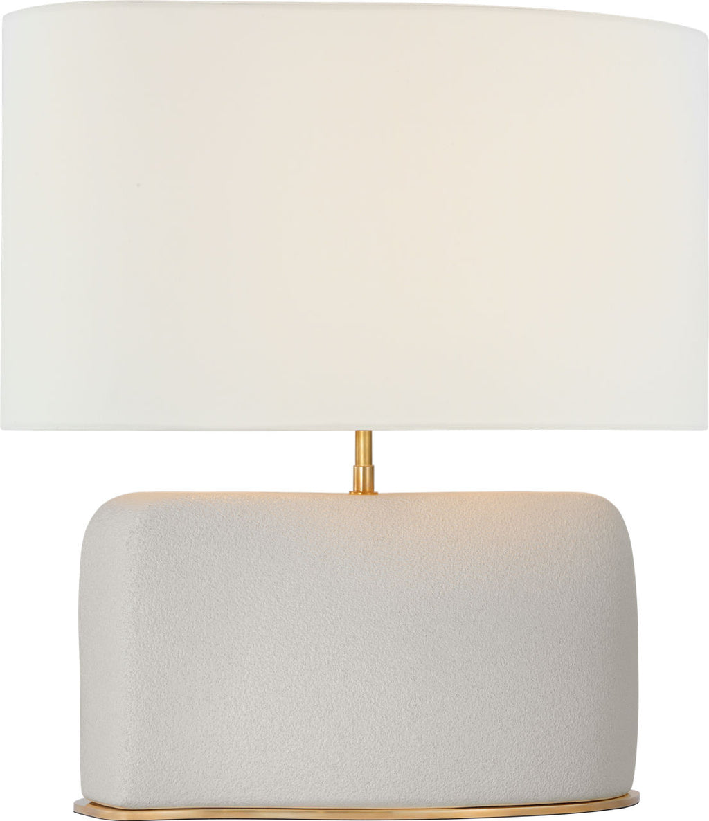 Amantani Medium Sculpted Form Table Lamp | Porous White | Linen Shade