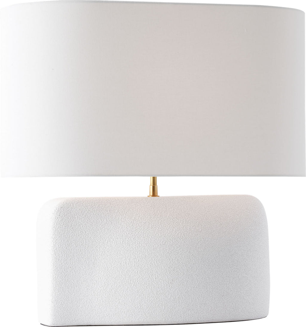 Amantani Medium Sculpted Form Table Lamp | Porous White | Linen Shade