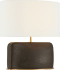 Amantani Medium Sculpted Form Table Lamp | Stained Black Metallic | Linen Shade