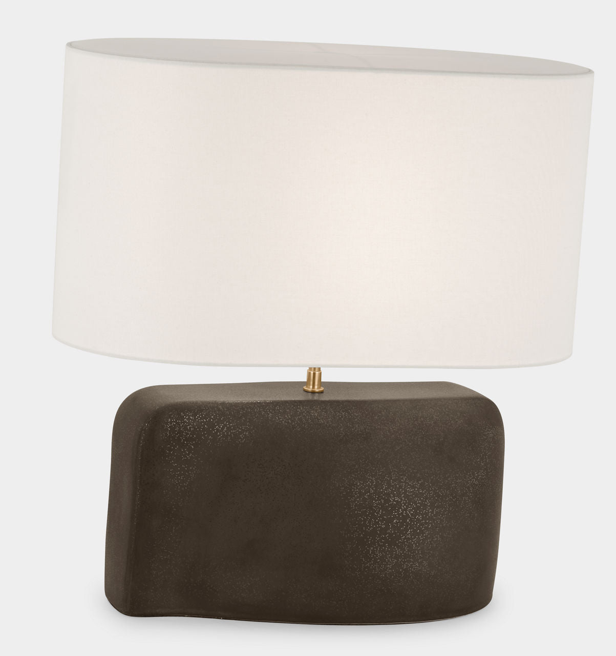 Amantani Medium Sculpted Form Table Lamp | Stained Black Metallic | Linen Shade