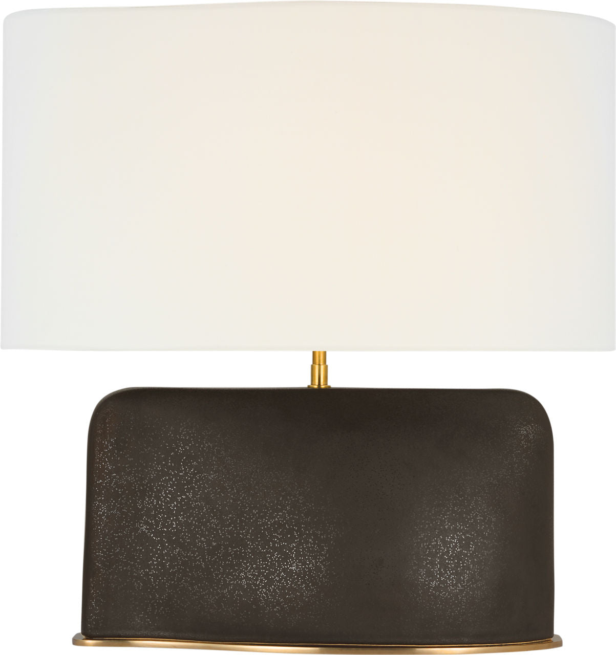 Amantani Medium Sculpted Form Table Lamp | Stained Black Metallic | Linen Shade