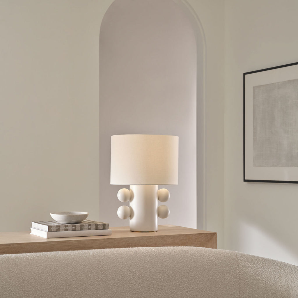 Tiglia Low Table Lamp | Plaster White | Linen Shade