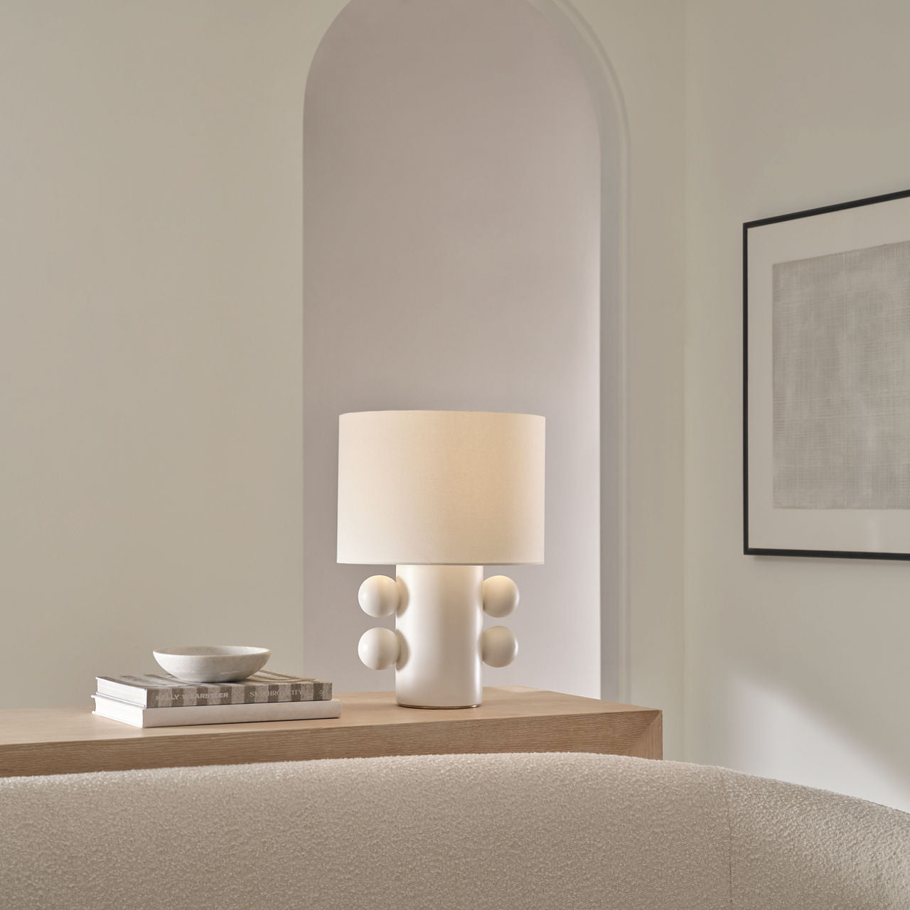 Tiglia Low Table Lamp | Plaster White | Linen Shade