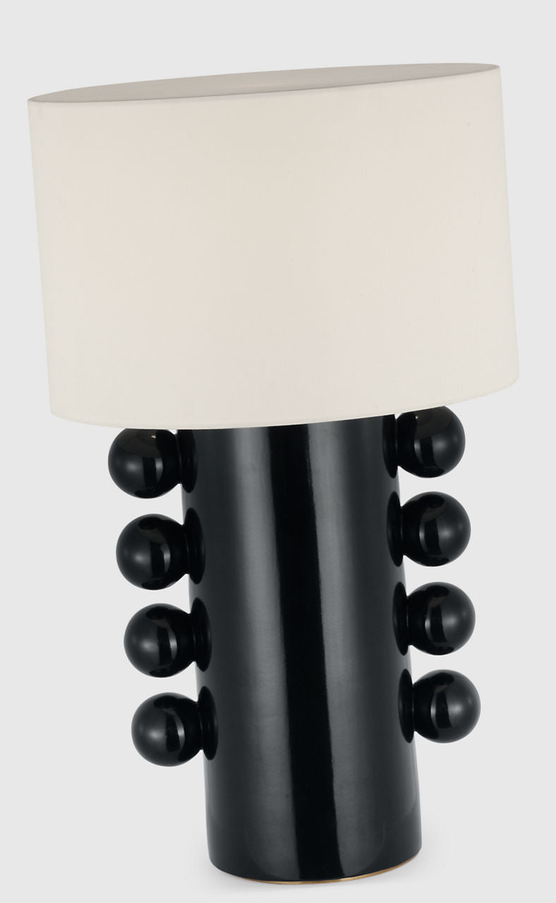 Tiglia Tall Cordless Table Lamp | Black | Linen Shade