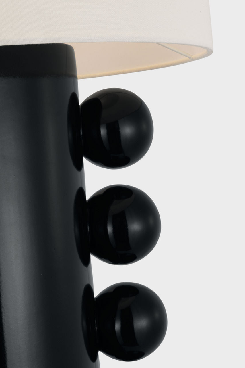 Tiglia Tall Cordless Table Lamp | Black | Linen Shade