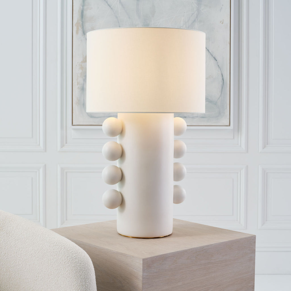 Tiglia Tall Table Lamp | Plaster White | Linen Shade