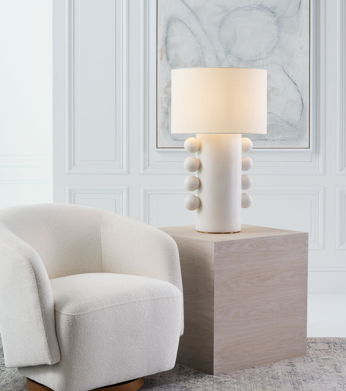 Tiglia Tall Table Lamp | Plaster White | Linen Shade