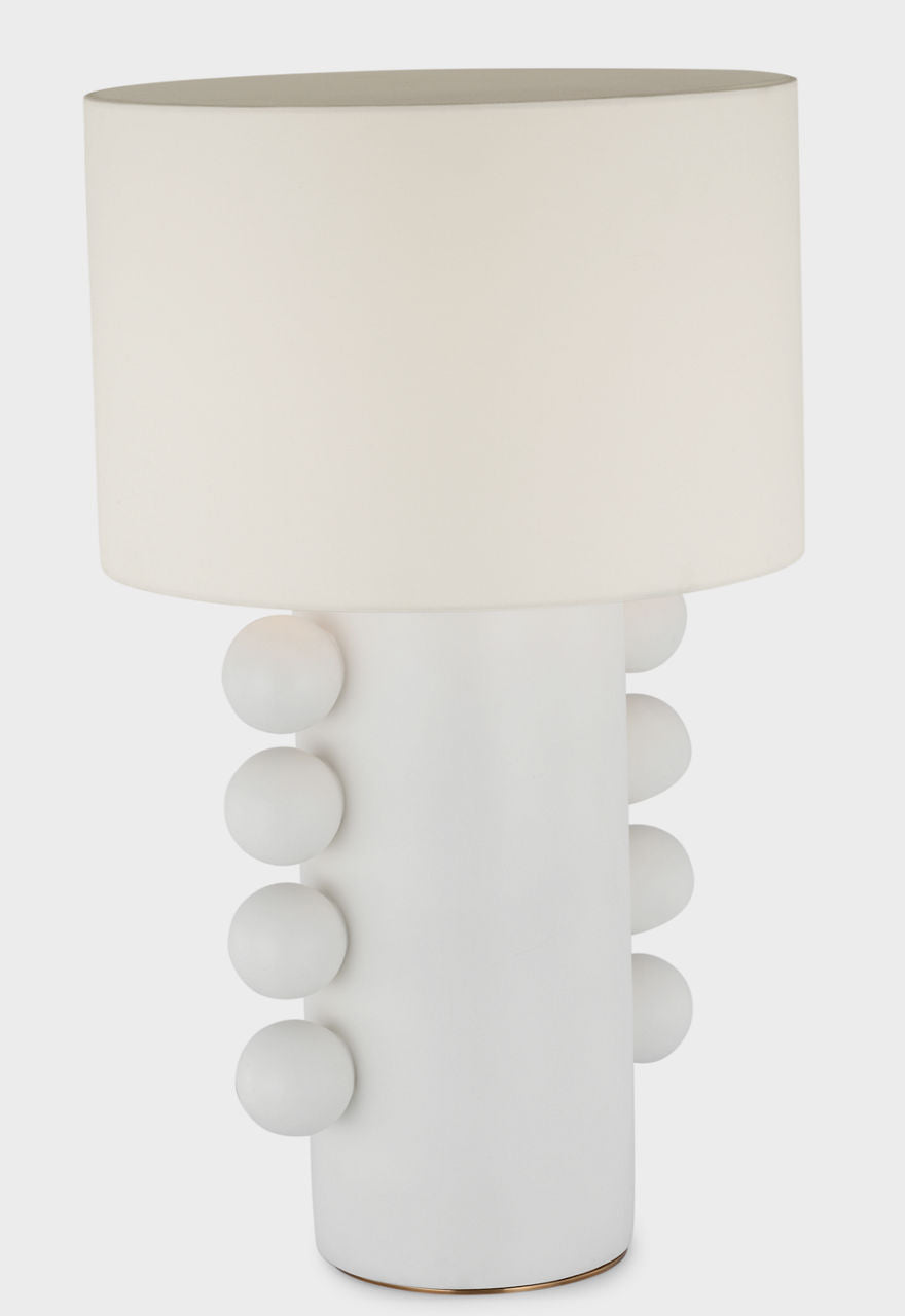Tiglia Tall Cordless Table Lamp | Plaster White | Linen Shade