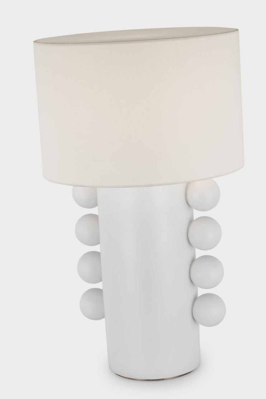 Tiglia Tall Cordless Table Lamp | Plaster White | Linen Shade