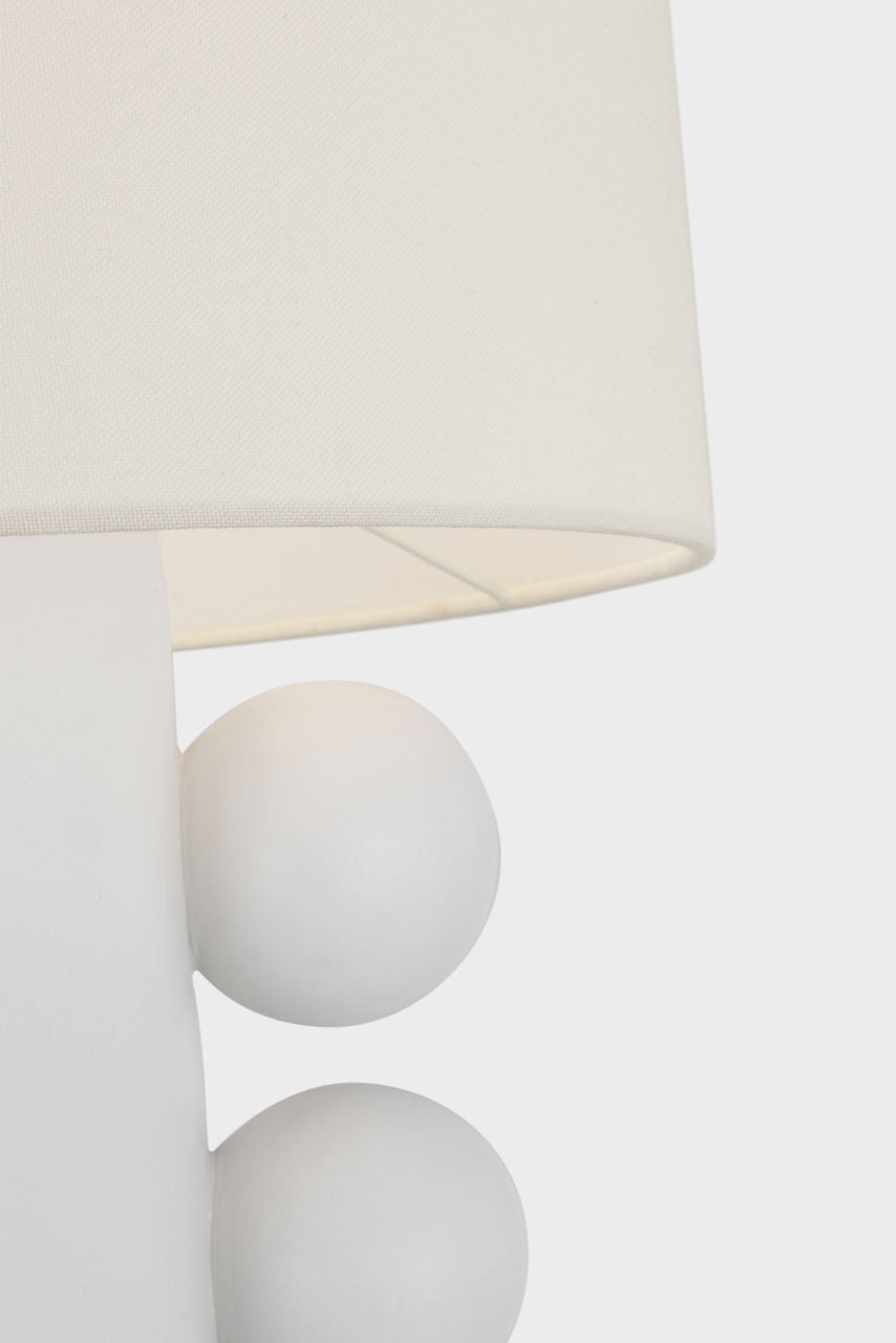 Tiglia Tall Cordless Table Lamp | Plaster White | Linen Shade