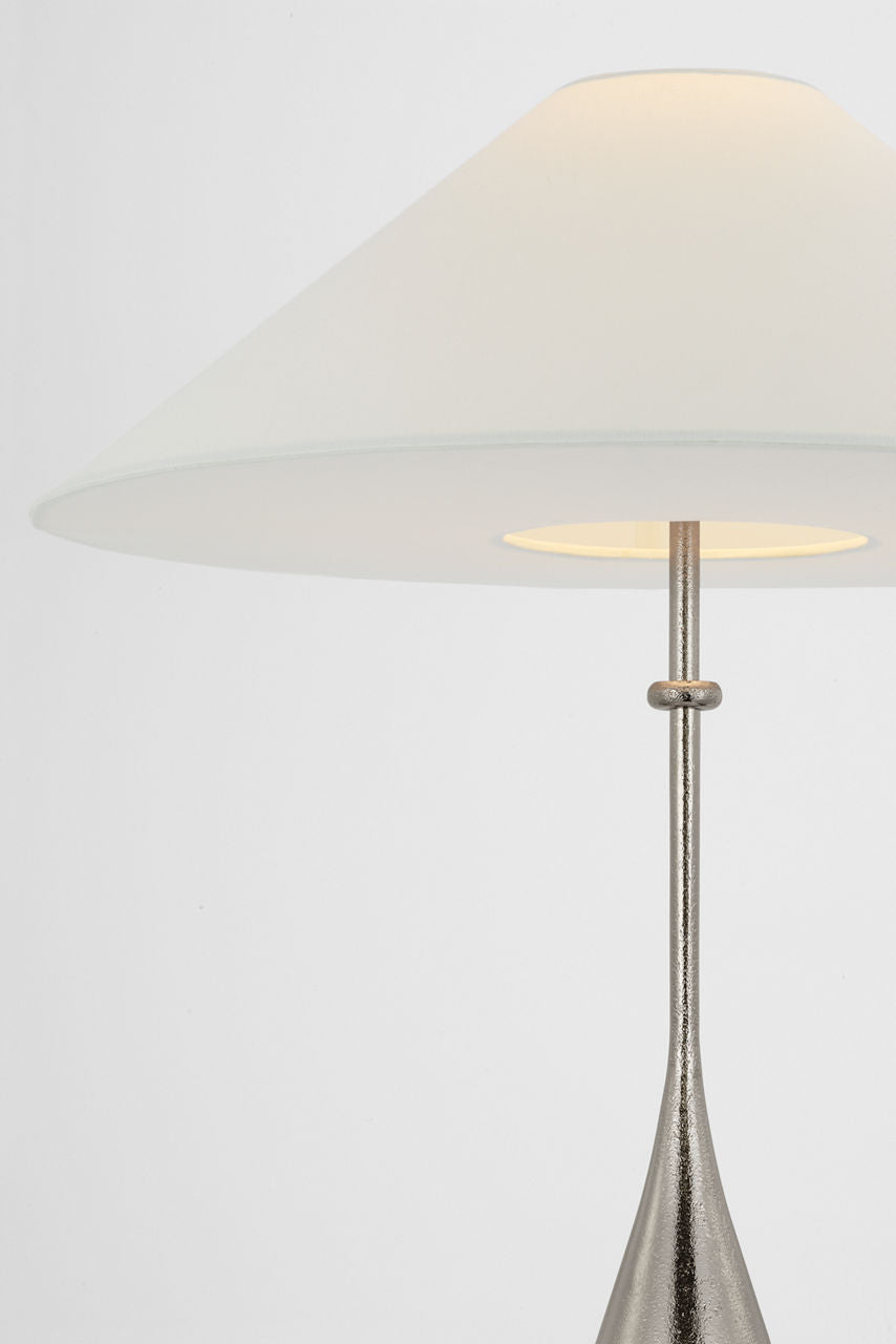 Zealous 30" Table Lamp | Museum Nickel | Linen Shade