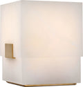 Covet 6" Rechargeable Accent Lamp | Alabaster and Antique-Burnished Brass