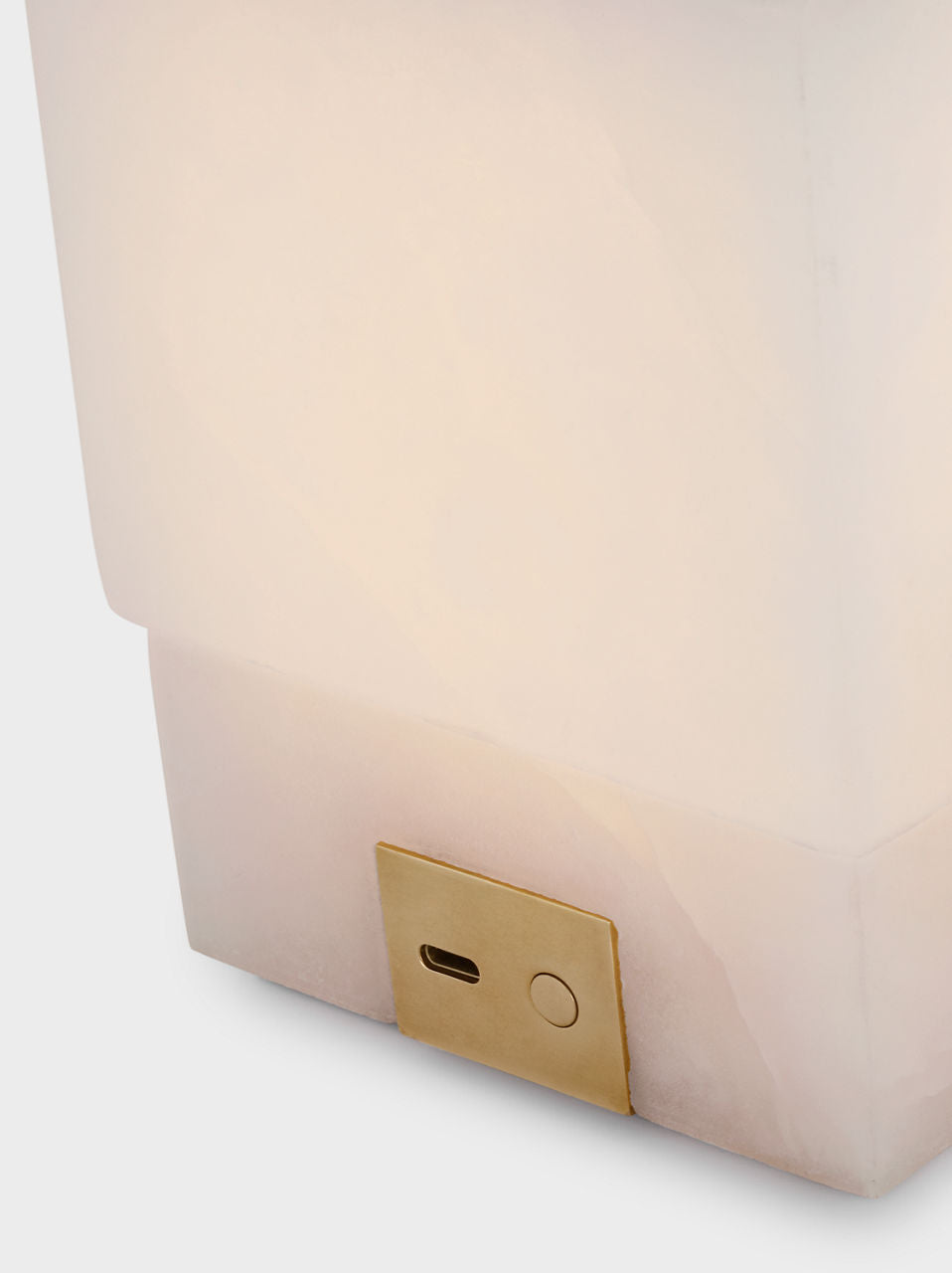 Covet 6" Rechargeable Accent Lamp | Alabaster and Antique-Burnished Brass
