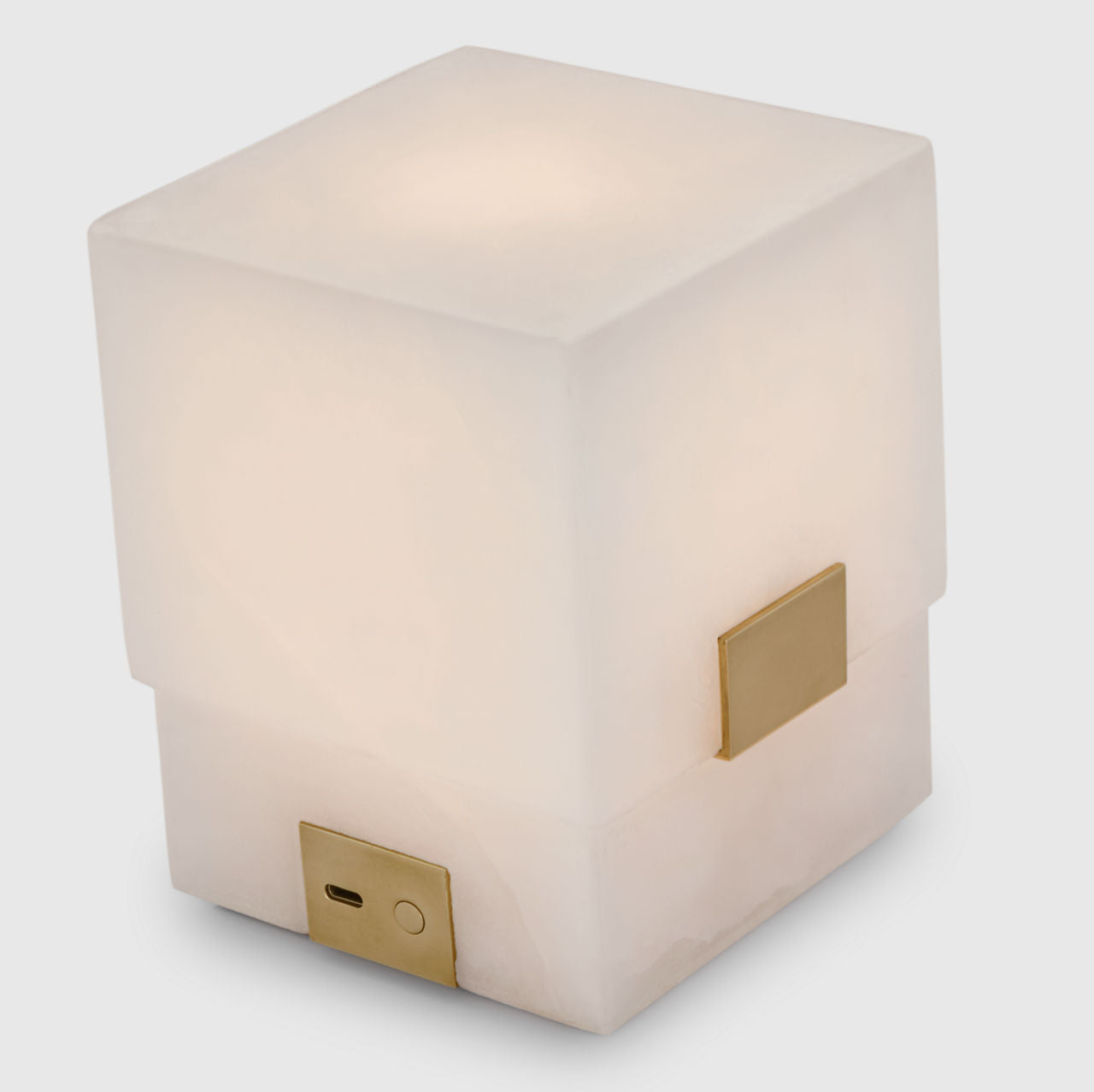 Covet 6" Rechargeable Accent Lamp | Alabaster and Antique-Burnished Brass