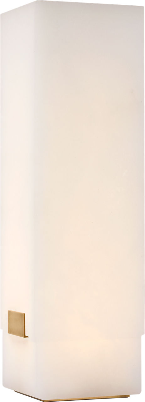 Covet 16" Rechargeable Table Lamp | Alabaster and Antique-Burnished Brass