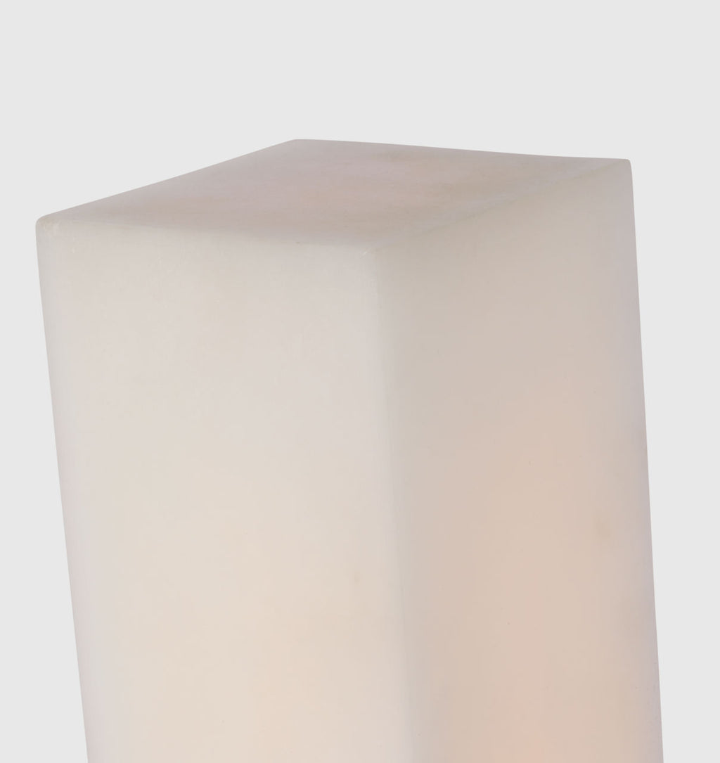 Covet 16" Rechargeable Table Lamp | Alabaster and Antique-Burnished Brass