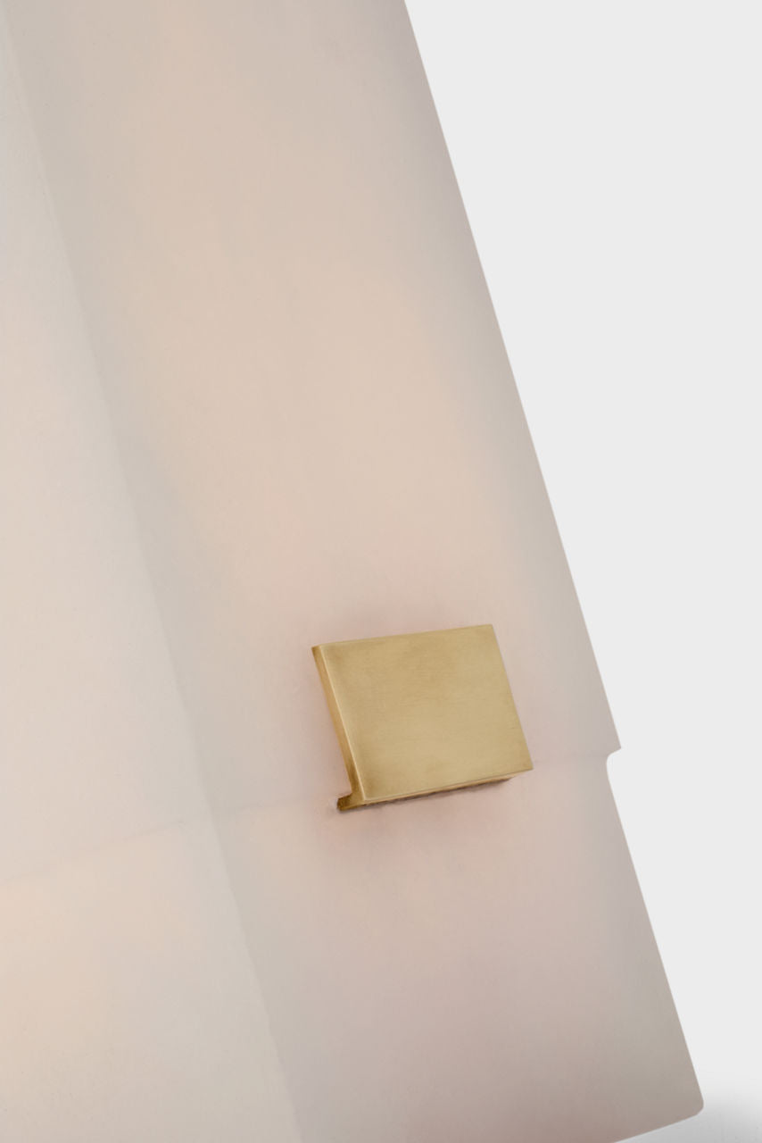 Covet 16" Rechargeable Table Lamp | Alabaster and Antique-Burnished Brass