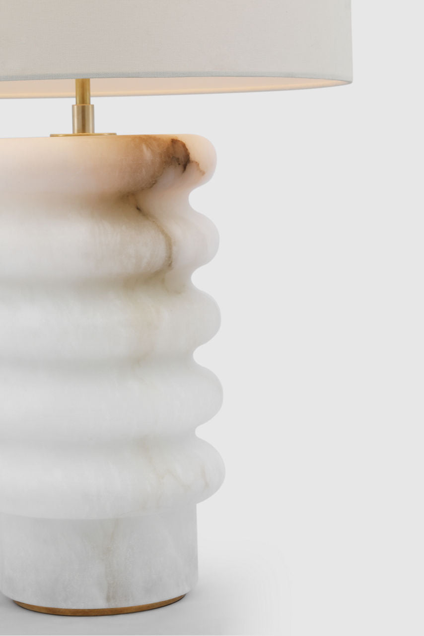 Onda Medium Table Lamp | Alabaster | Linen Shade