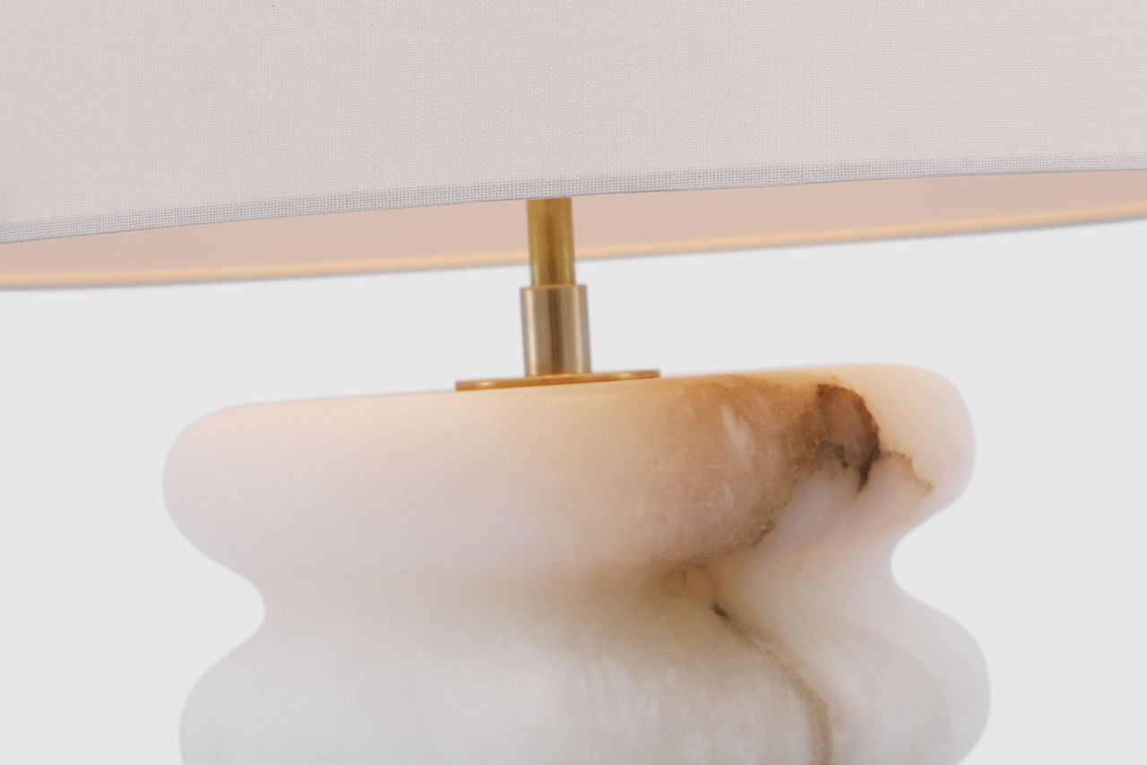 Onda Medium Table Lamp | Alabaster | Linen Shade