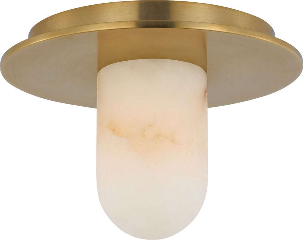 Fosse 6" Solitaire Flush Mount | Antique-Burnished Brass | Alabaster