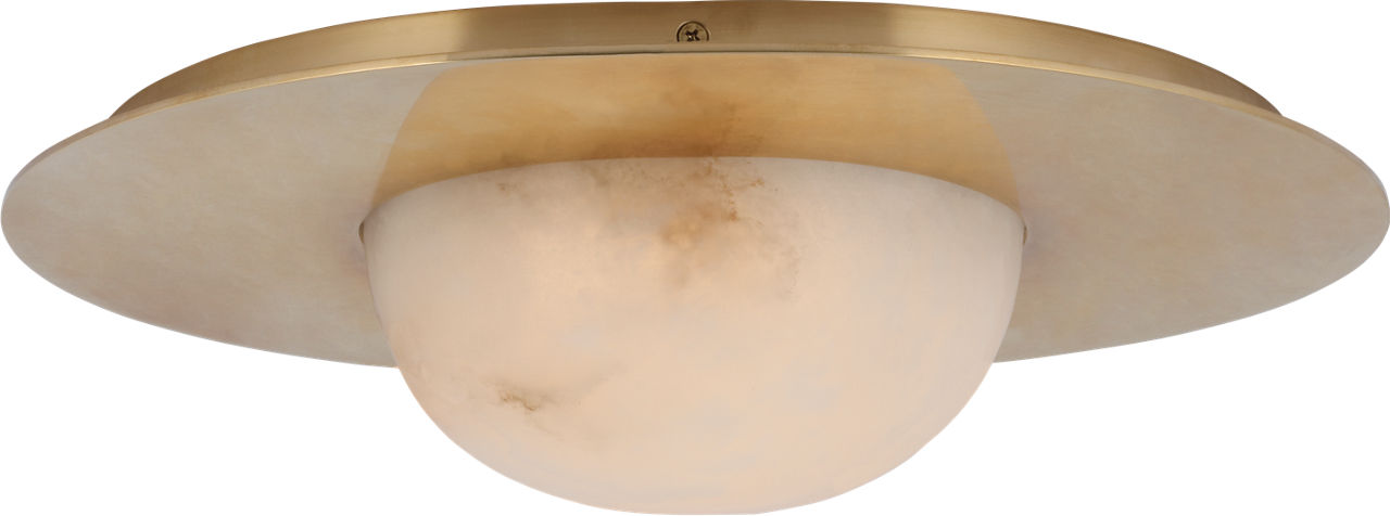 Fosse 15" Flush Mount | Antique-Burnished Brass | Alabaster