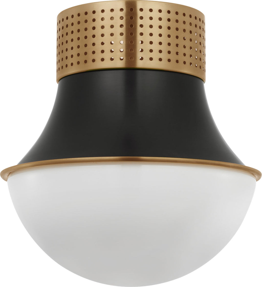 Precision 9" Flush Mount | Antique-Burnished Brass and Bronze | White Glass