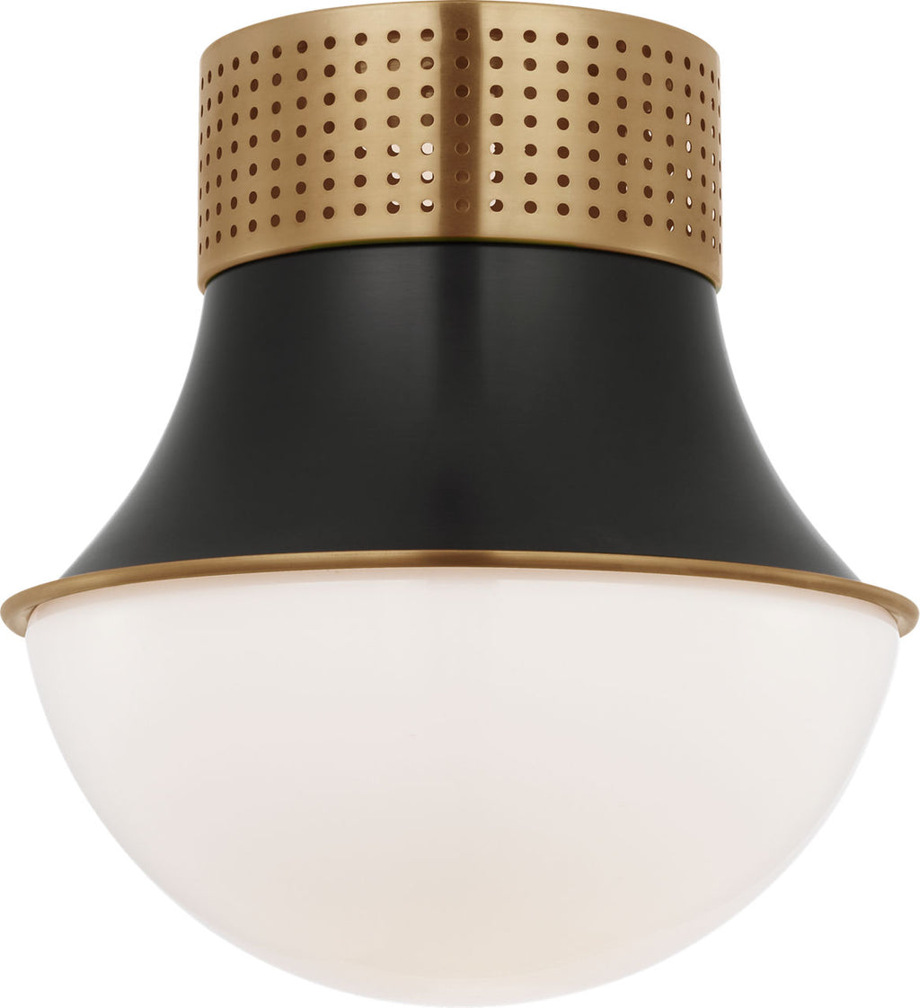 Precision 9" Flush Mount | Antique-Burnished Brass and Bronze | White Glass