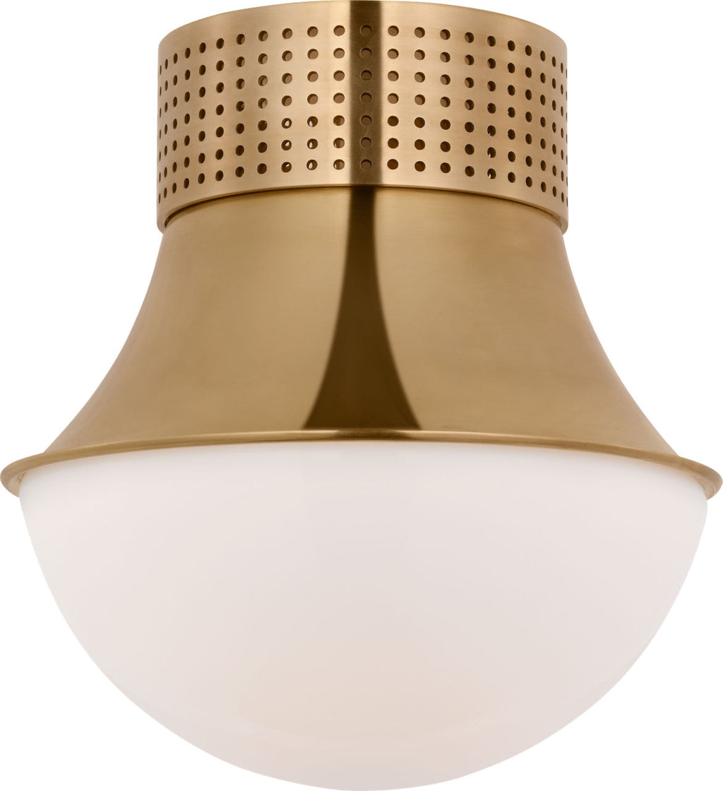 Precision 9" Flush Mount | Antique-Burnished Brass | White Glass