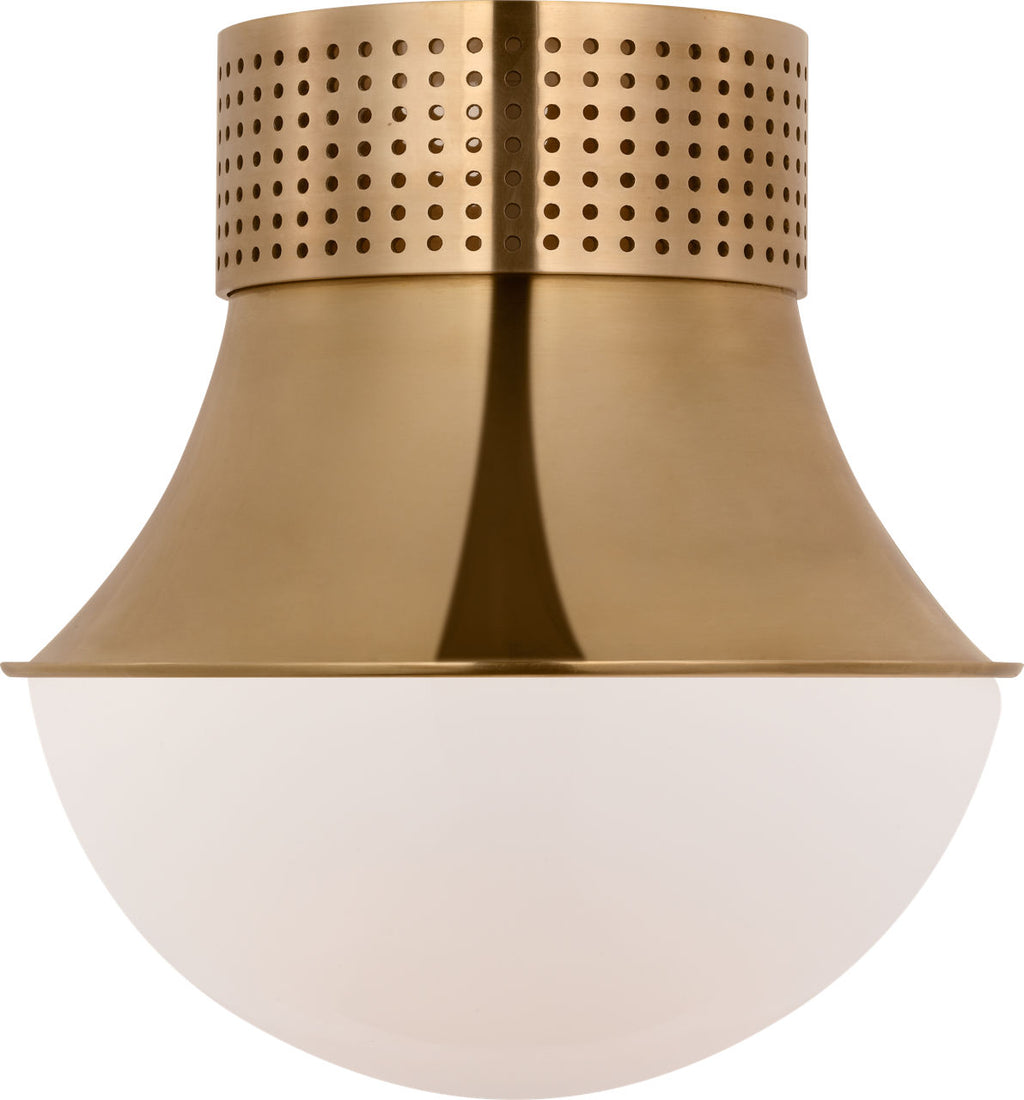 Precision 9" Flush Mount | Antique-Burnished Brass | White Glass