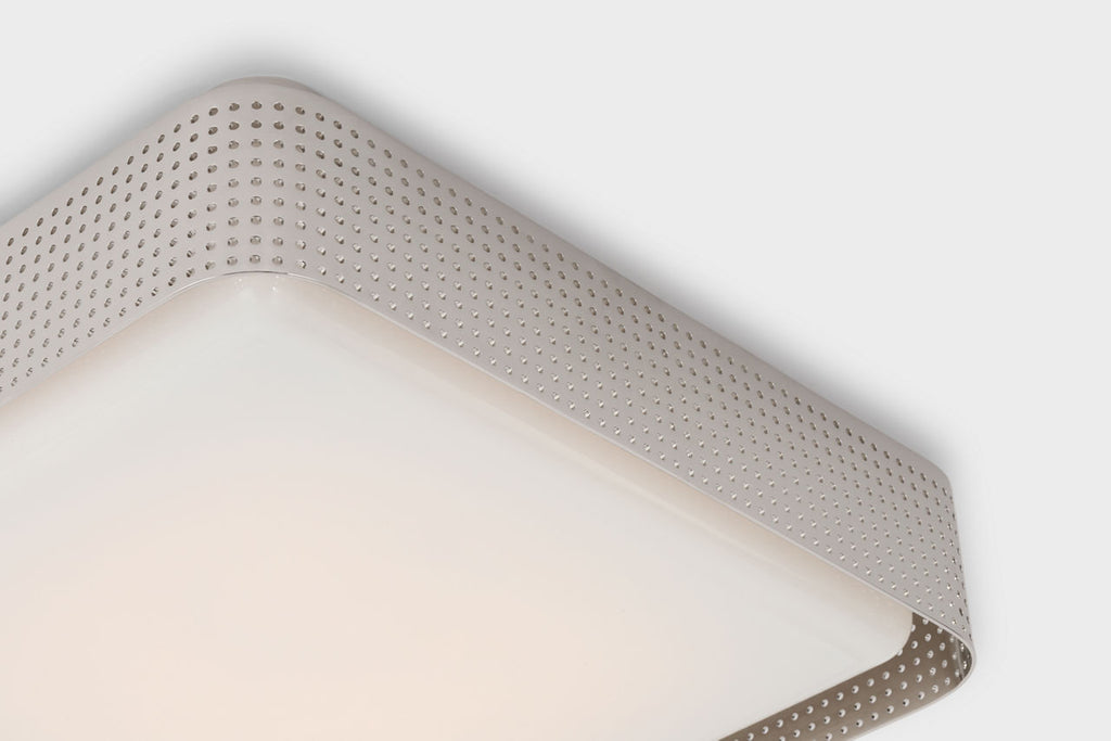 Precision 20" Square Flush Mount | Polished Nickel | White Glass