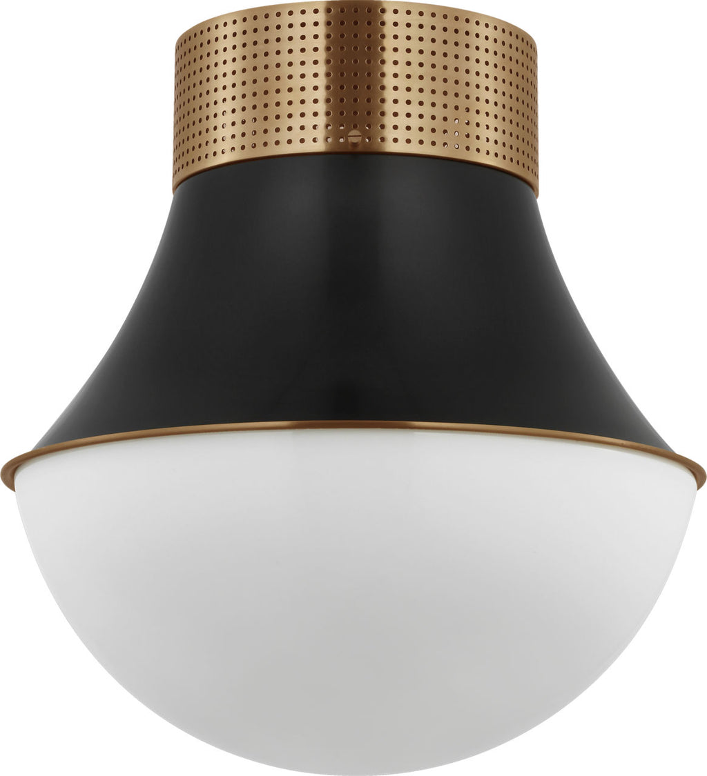 Precision 17" Flush Mount | Antique-Burnished Brass and Bronze | White Glass