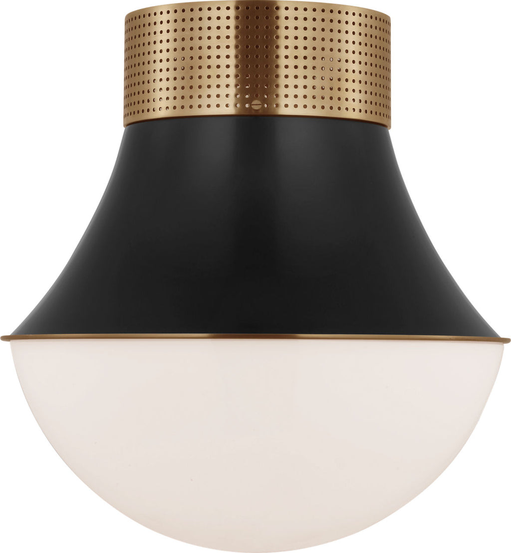 Precision 17" Flush Mount | Antique-Burnished Brass and Bronze | White Glass