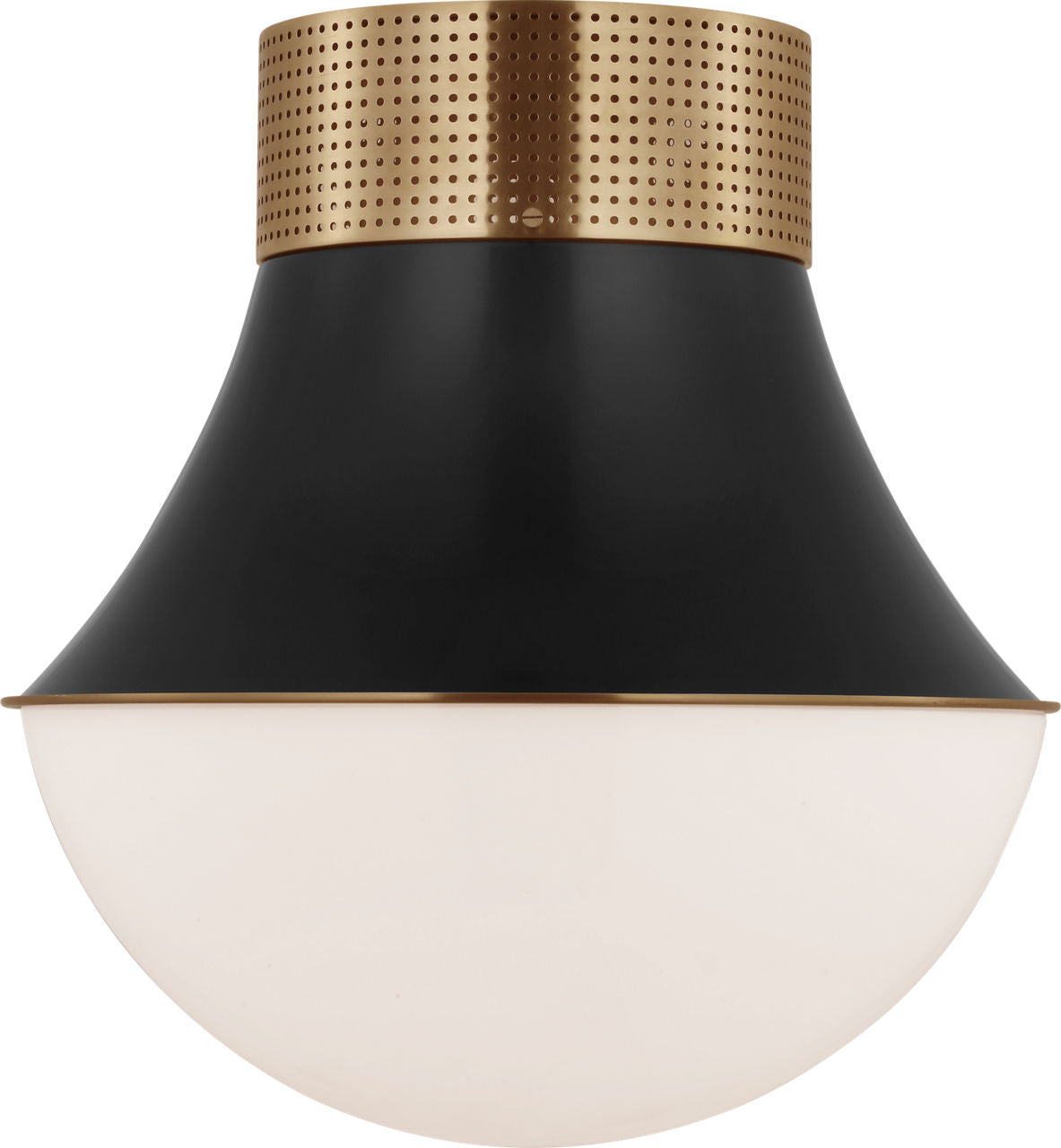 Precision 17" Flush Mount | Antique-Burnished Brass and Bronze | White Glass