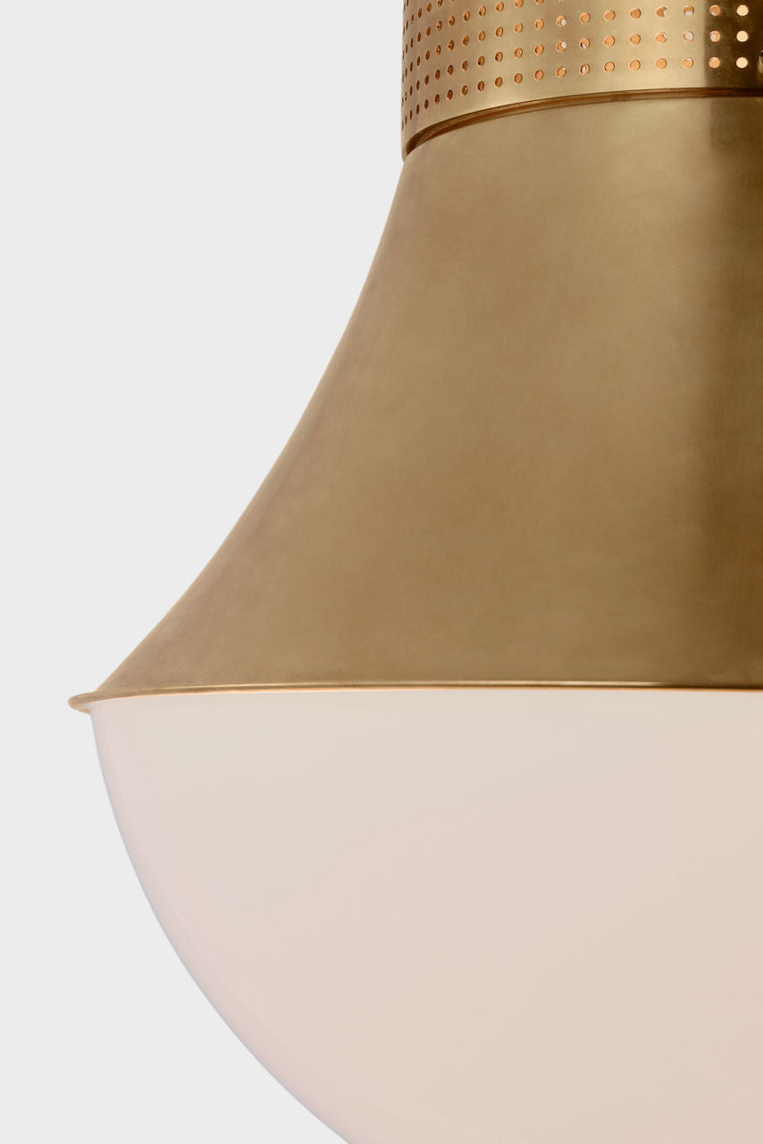 Precision 17" Flush Mount | Antique-Burnished Brass | White Glass