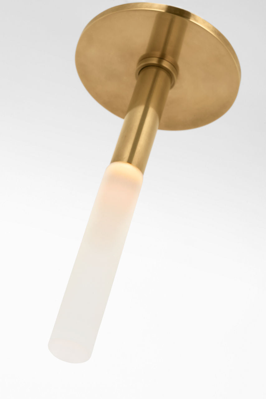 Rousseau Monopoint Flush Mount | Antique-Burnished Brass | Etched Crystal
