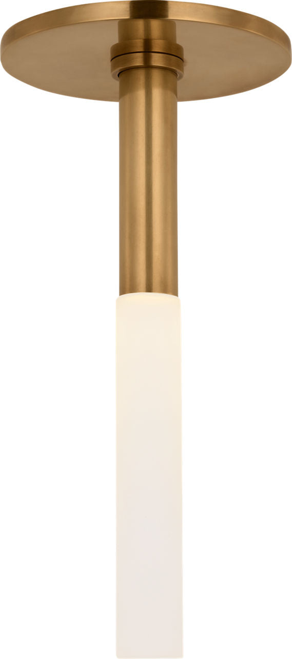 Rousseau Monopoint Flush Mount | Antique-Burnished Brass | Etched Crystal