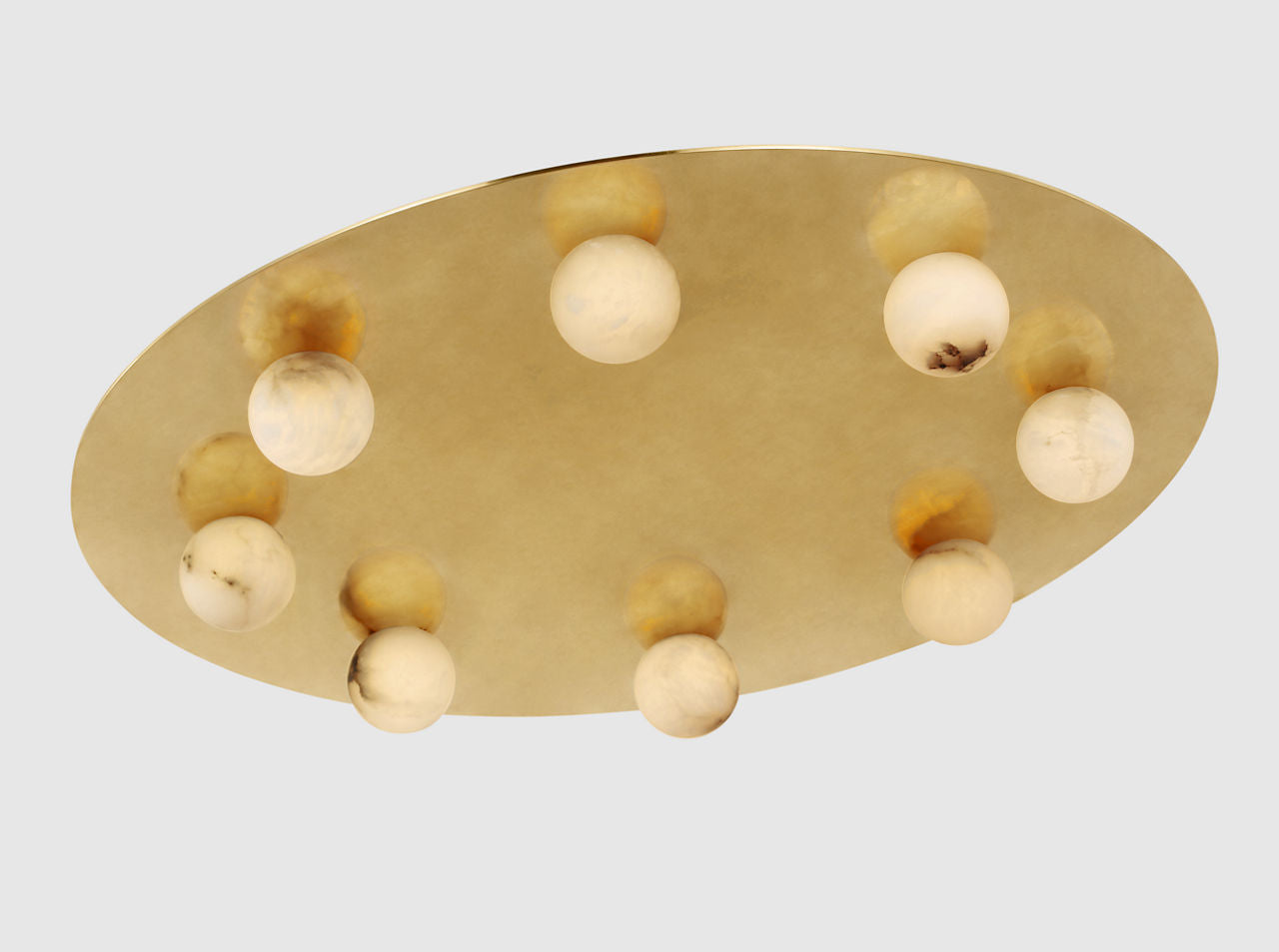 Pertica 30" Eight Light Flush Mount | Mirrored Antique Brass | Alabaster