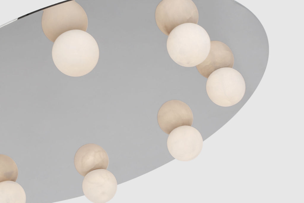 Pertica 30" Eight Light Flush Mount | Polished Nickel | Alabaster