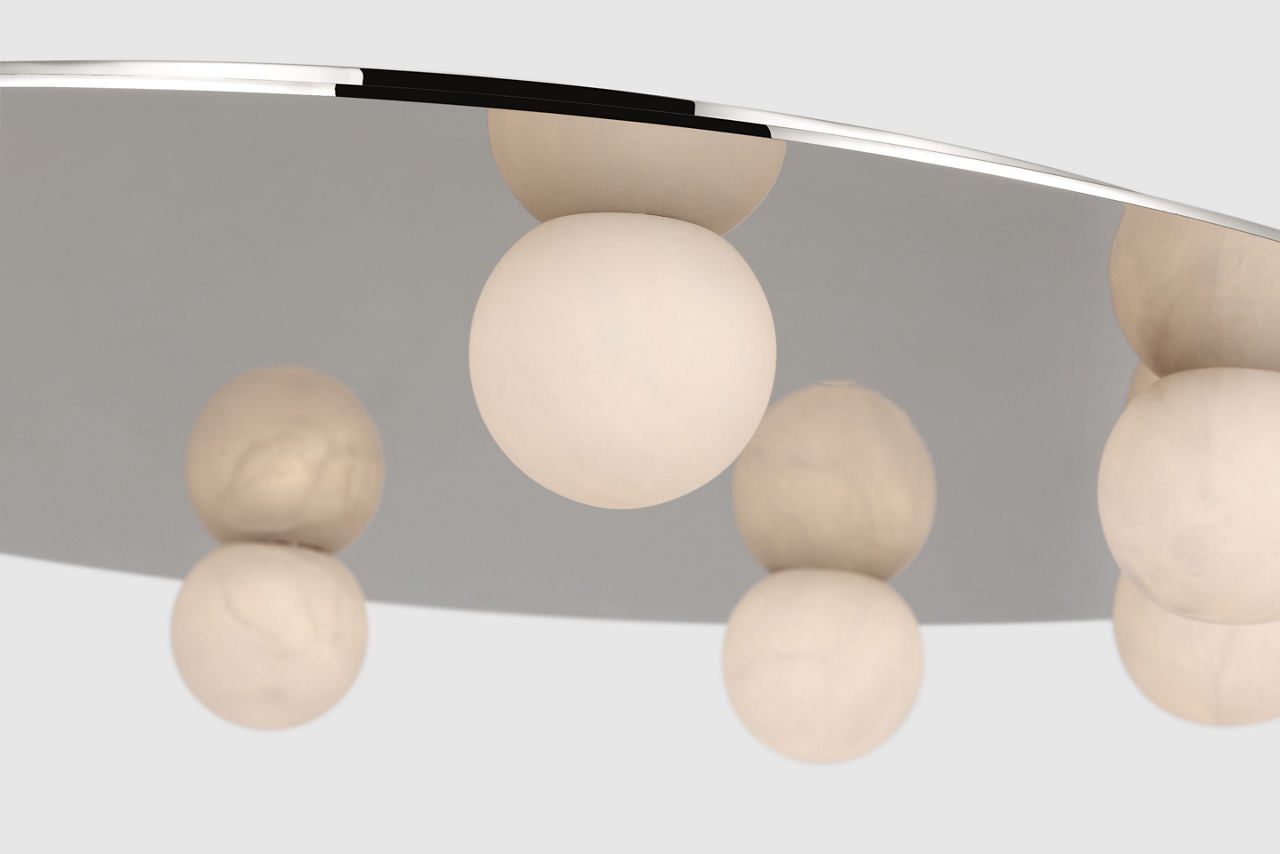 Pertica 30" Eight Light Flush Mount | Polished Nickel | Alabaster