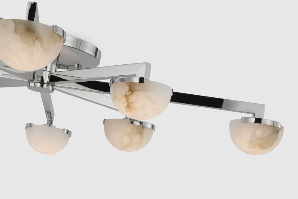 Pedra Large Staggered Arm Flush Mount | Polished Nickel | Alabaster