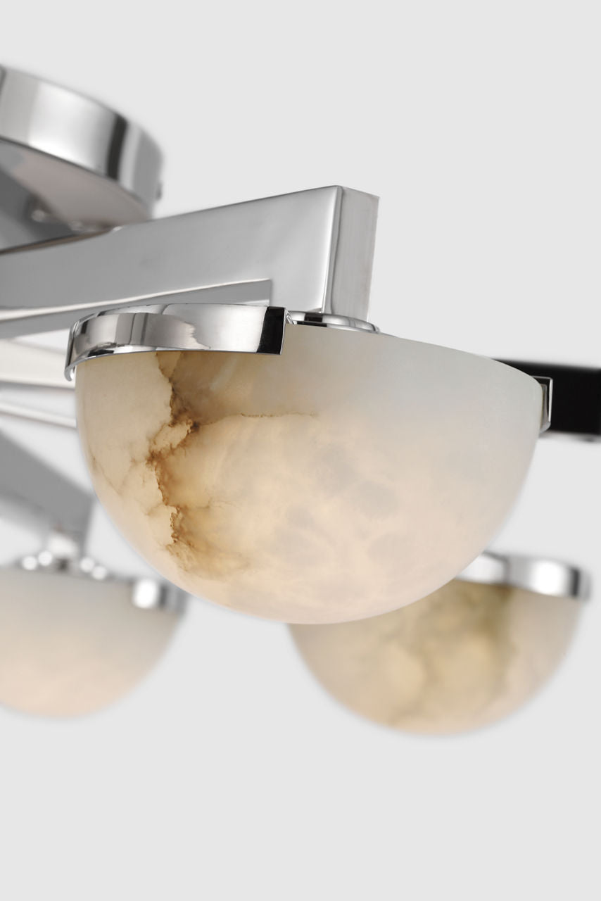 Pedra Large Staggered Arm Flush Mount | Polished Nickel | Alabaster