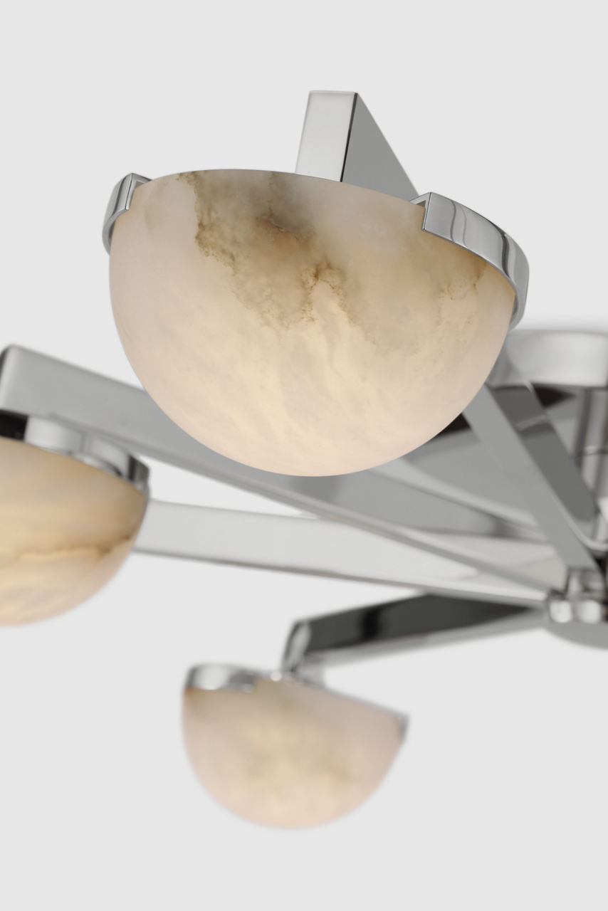 Pedra Large Staggered Arm Flush Mount | Polished Nickel | Alabaster