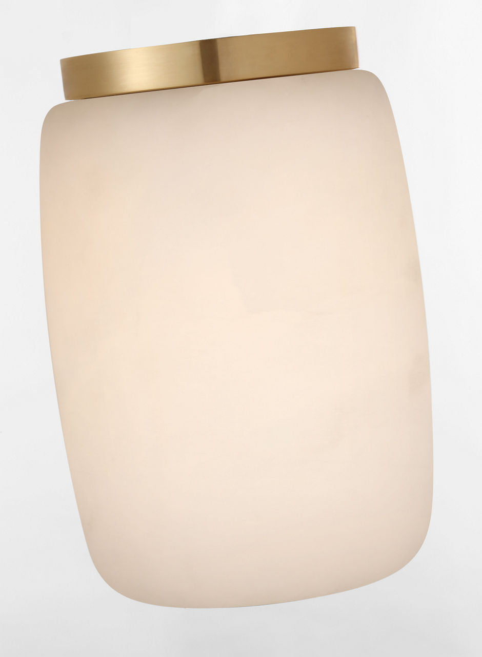 Formosa 5" Elongated Flush Mount | Alabaster and Antique-Burnished Brass