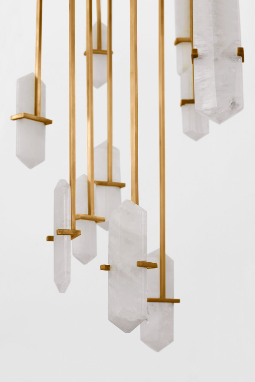 Halcyon Large Three Tier Chandelier | Antique-Burnished Brass | Quartz