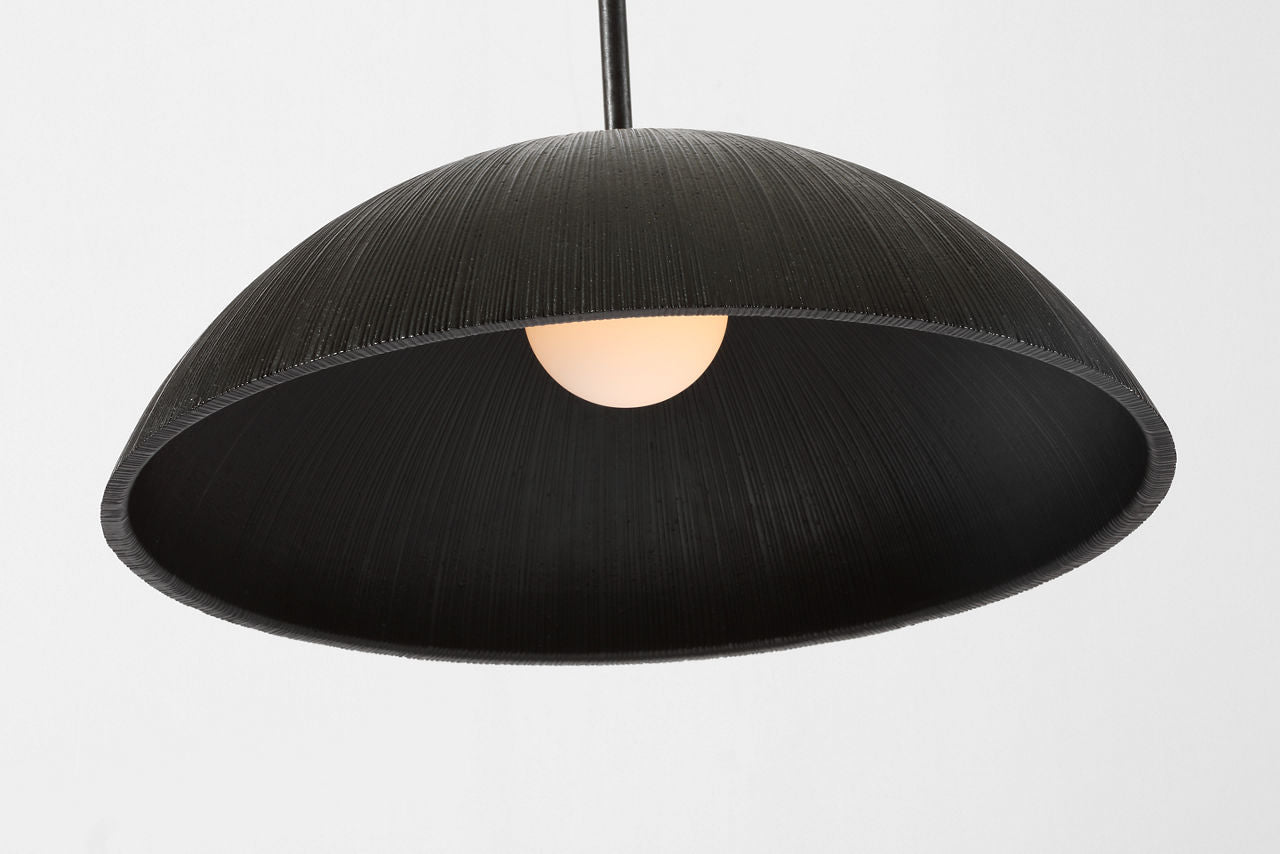 Utopia 18" Sculpted Pendant | Aged Iron | White Glass