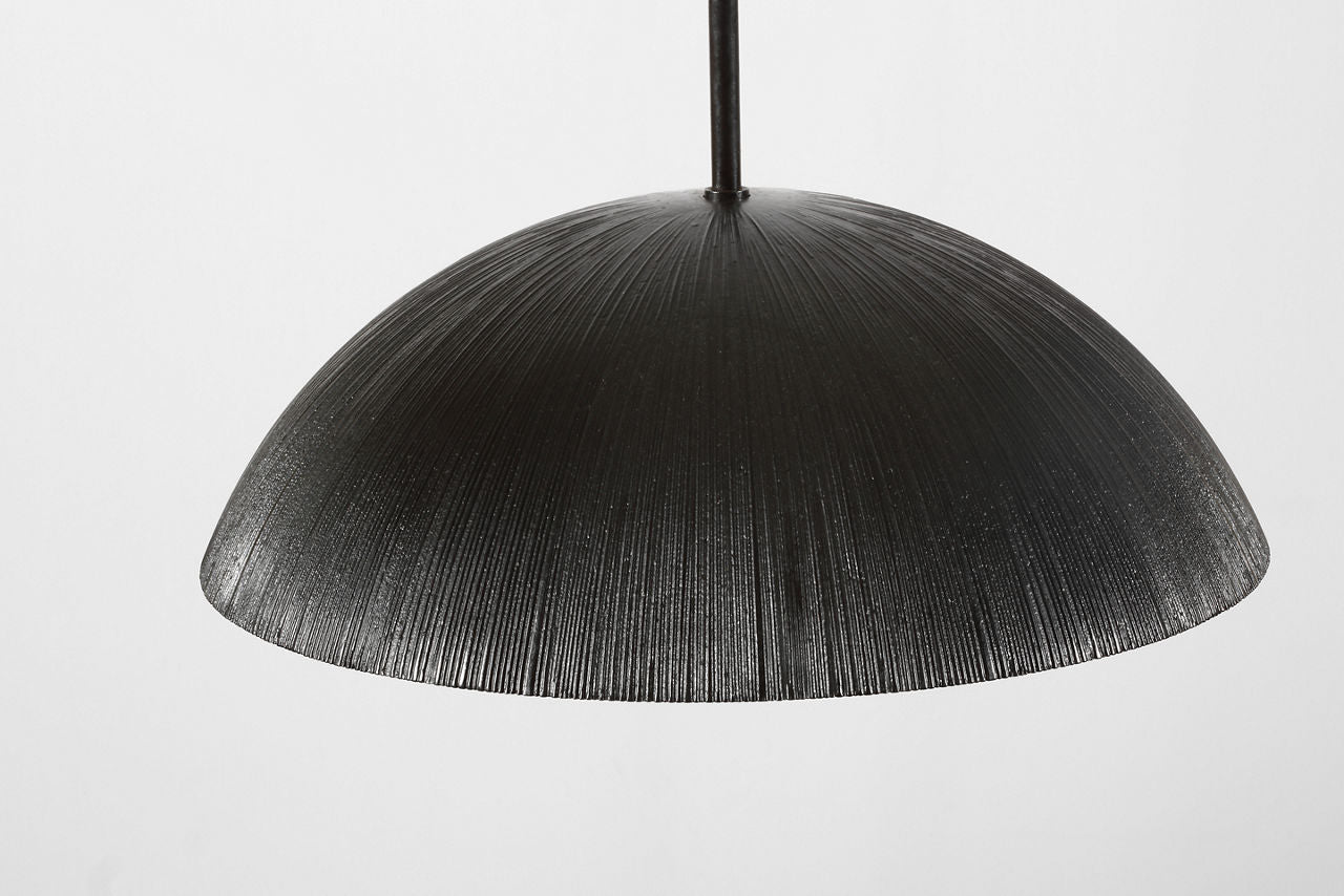 Utopia 18" Sculpted Pendant | Aged Iron | White Glass
