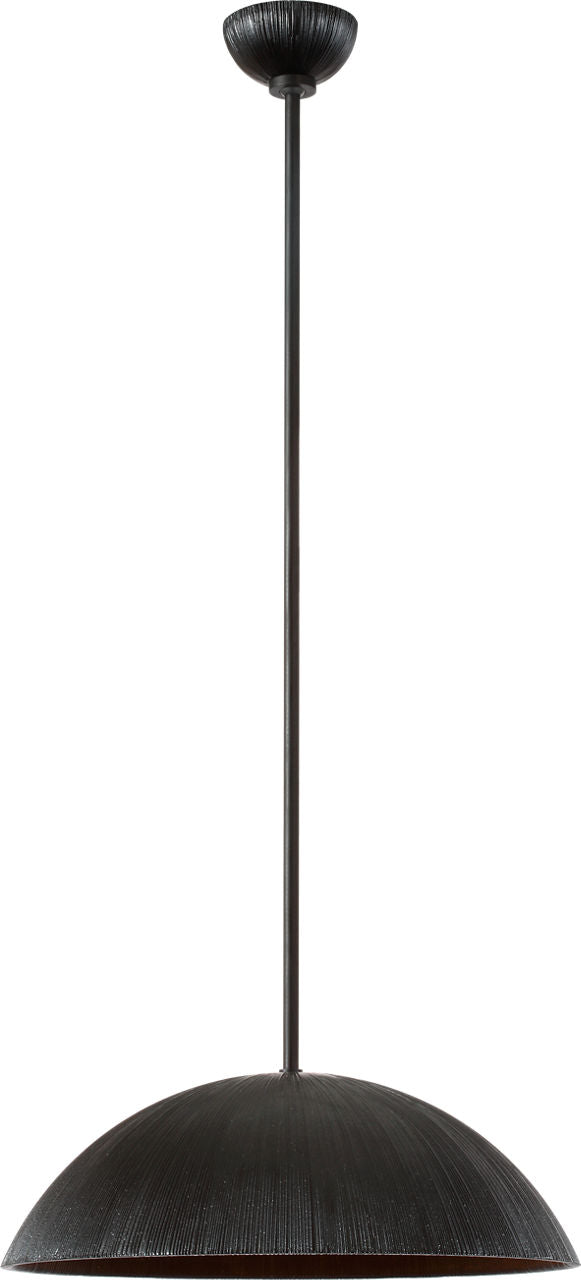 Utopia 18" Sculpted Pendant | Aged Iron | White Glass