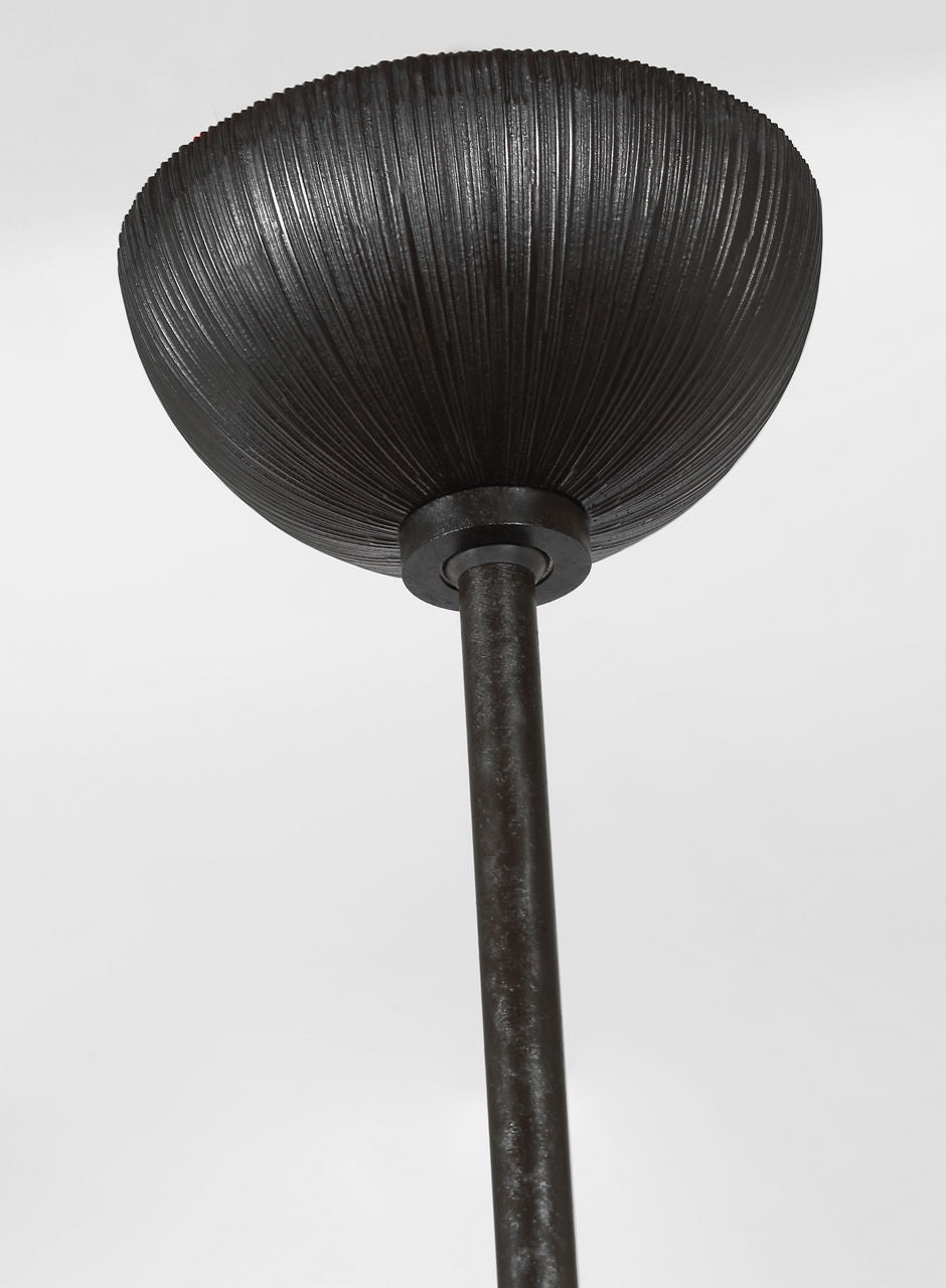 Utopia 48" Sculpted Pendant | Aged Iron | White Glass